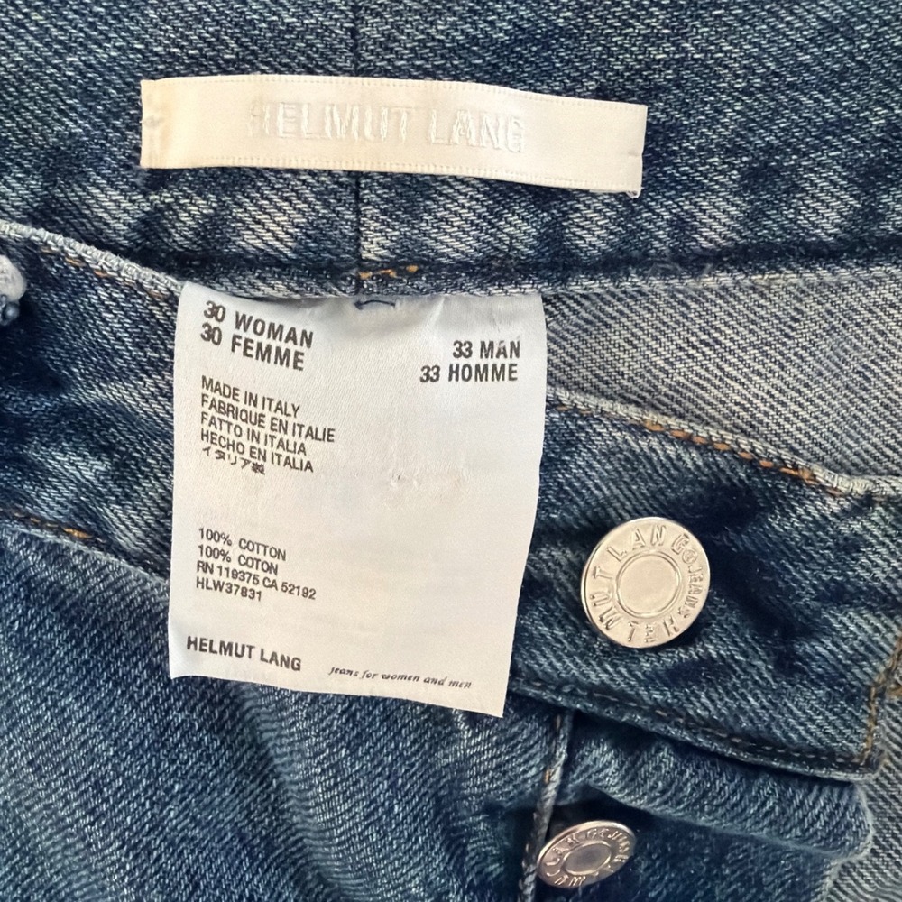 Helmut Lang Mens Blue Straight Leg Button Fly Denim Jeans Made in Italy Size 33 - Picture 8 of 10